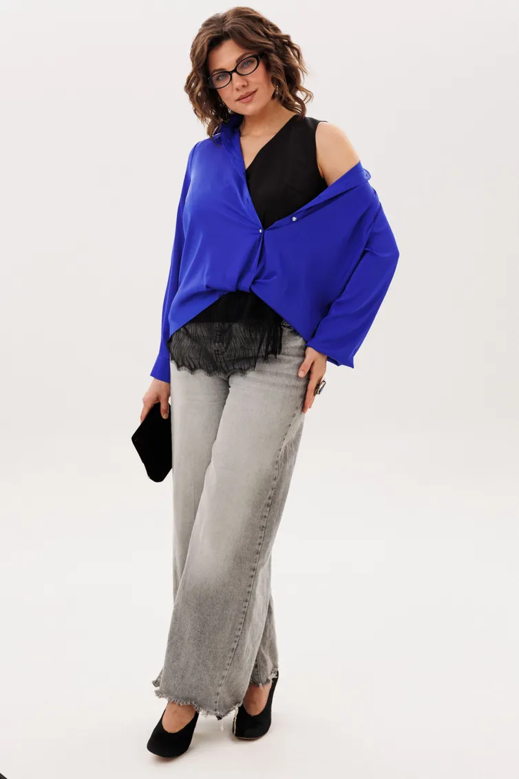 Blouse Anelli Laurel #1663 oslepitelno sinij