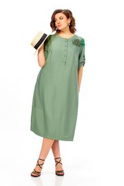 Платье Ольга Стиль арт. С1014 серо-зеленый