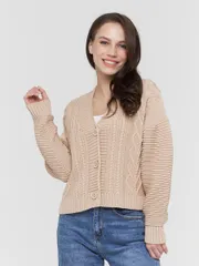 Swetry, kardigany, żakiety Newvay #BY211-14040 kapuchino