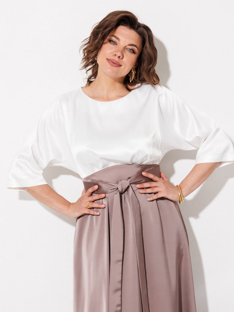 Платье Anastasia MAK арт. 1229 жемчужный+капучино