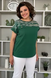 Bluzka Rumoda #2135 (korotkij rukav) temno-zelenyj