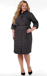 Dress LadyThreeStars 2474 kletka s malinovym