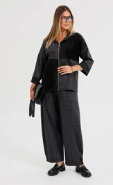Garnitur Anastasia 1393 grafit (print kletka)