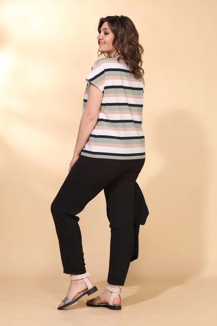 Zestaw Vilena-fashion #584 chernyj+cvetnaya poloska