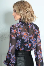 Блузка LeNata арт. 11240 черное в цветы