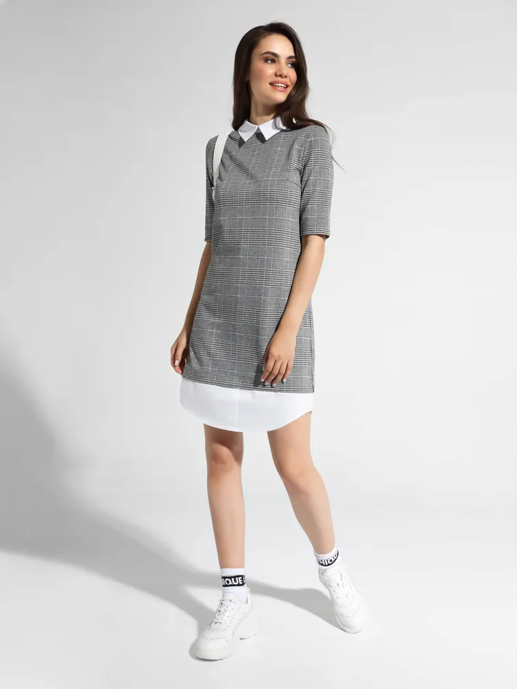 Sukienka Conte Elegant #19S-841TSP grey-ivory check 164