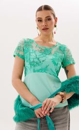 Blouse Anelli Laurel 1653 biryuzovoe kruzhevo