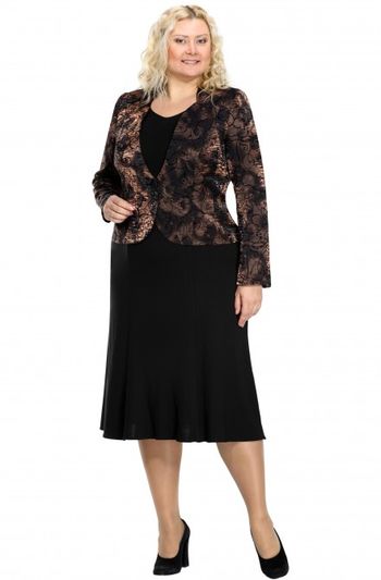 А-889 платье:черн; жакет: коричневый / темн.коричневый
