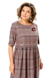 Sukienka Michel Chic 2132-2 brusnichnyj, kletka