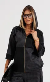 Garnitur Anastasia 1393 grafit (print kletka)