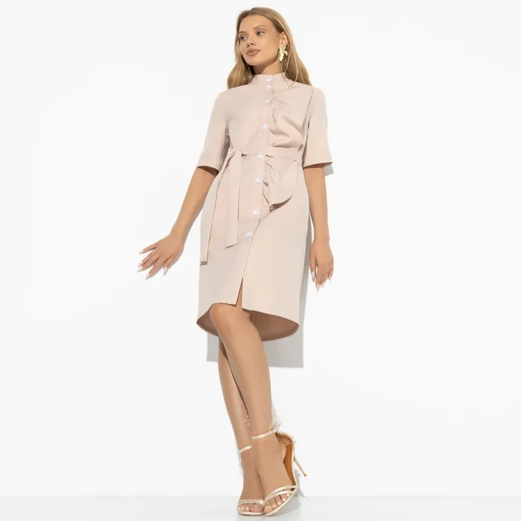 Sukienka CHARUTTI #Schaste svobody (beige, s poyasom)
