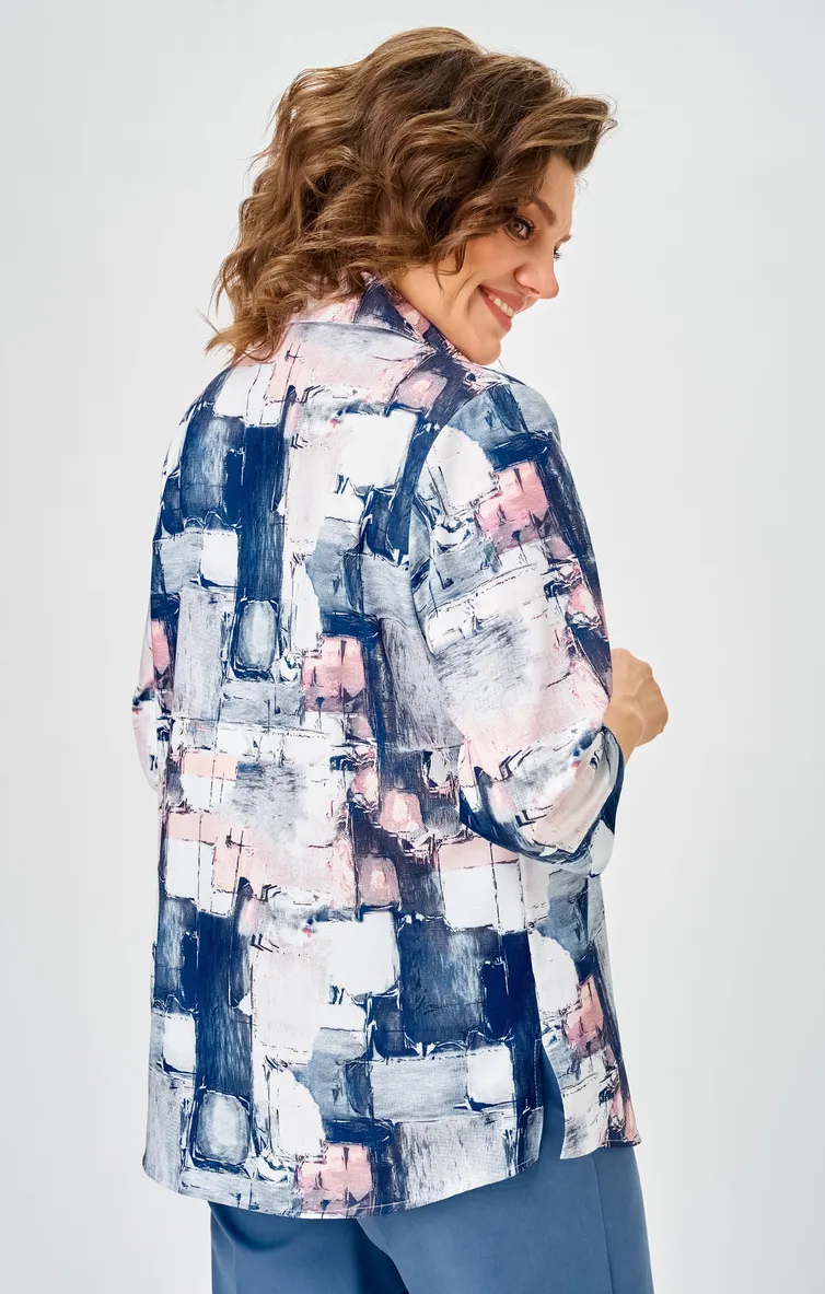 Bluzka BelElStyle #877-326 sinij dizajn