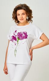 Блузки, туники Rumoda 2061 (короткий рукав) белая лаванда
