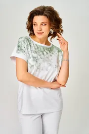 Bluzka Rumoda #2258 (korotkij rukav) belyj-zelenyj