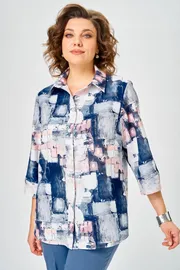 Bluzka BelElStyle #877-326 sinij dizajn