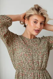 Dress TOOK A LOOK & Angelika #MP-23 cvety na olive