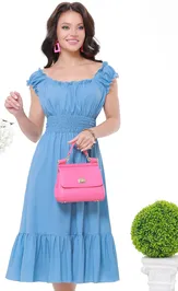 Платье DS Trend П-3944-0199 (голубое с глубоким вырезом)
