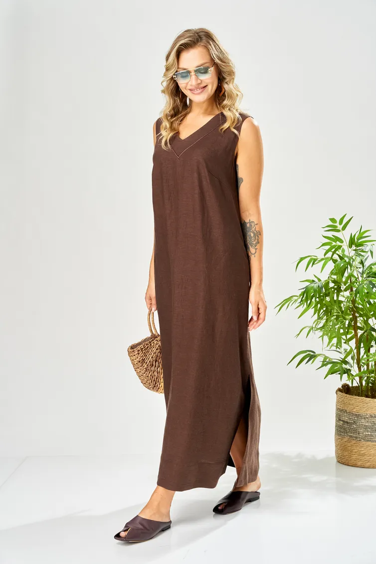 Dress Ava fashion #M-210 korichnevyj