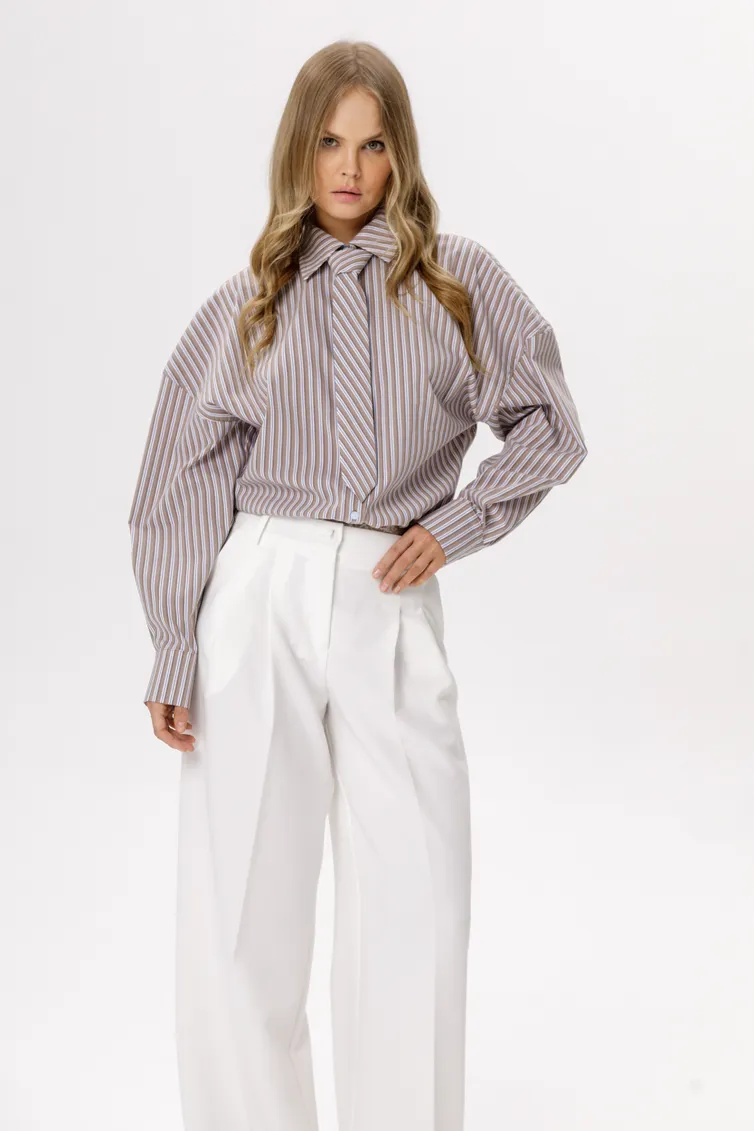 Shirt Pirs #6226 korichnevaya poloska