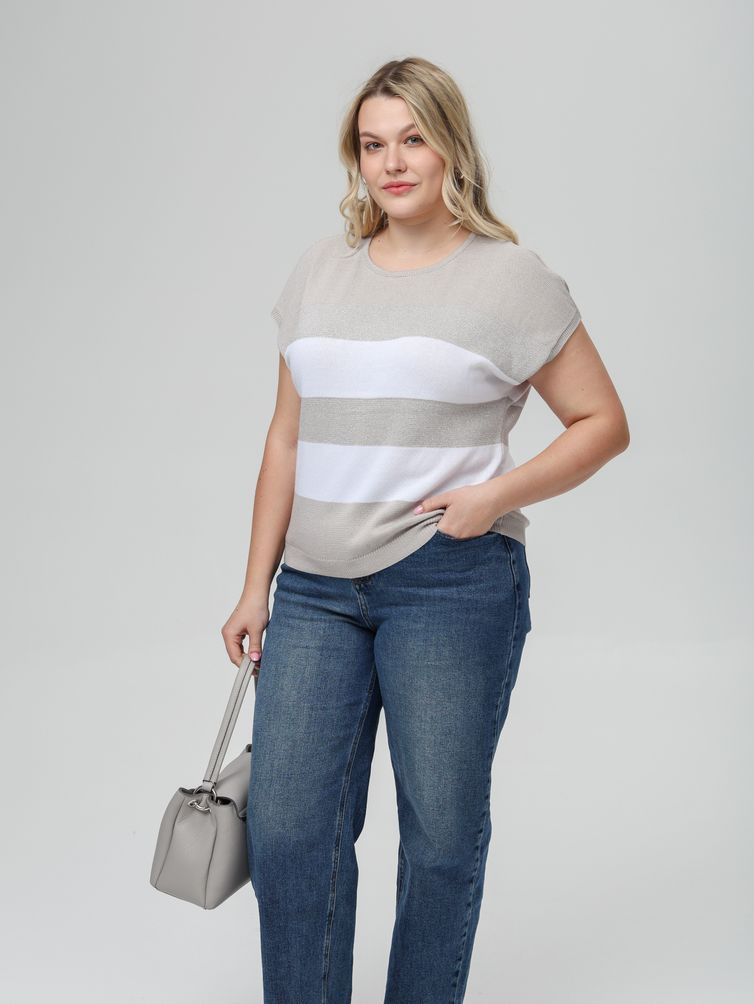 Джемпер Romgil арт. РВ0516-ХМ4 льняной, белый, серебро