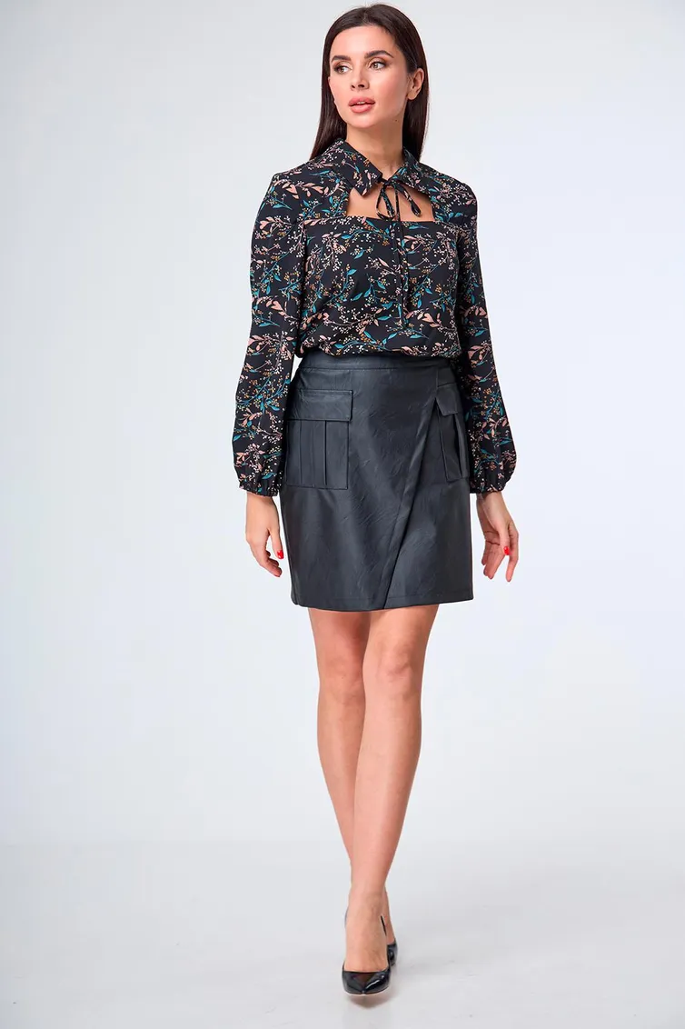 Blouse Anelli Laurel #1028 chernyj v cvety