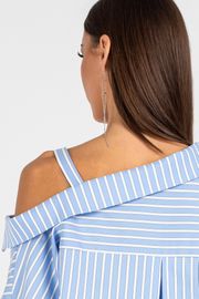 Blouse VIZAVI #726 belo-golubaya poloska
