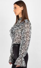 Blouse VIZAVI 744 cherno-belyj