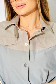 Sukienka LAIKONY #L-434 sero-goluboj