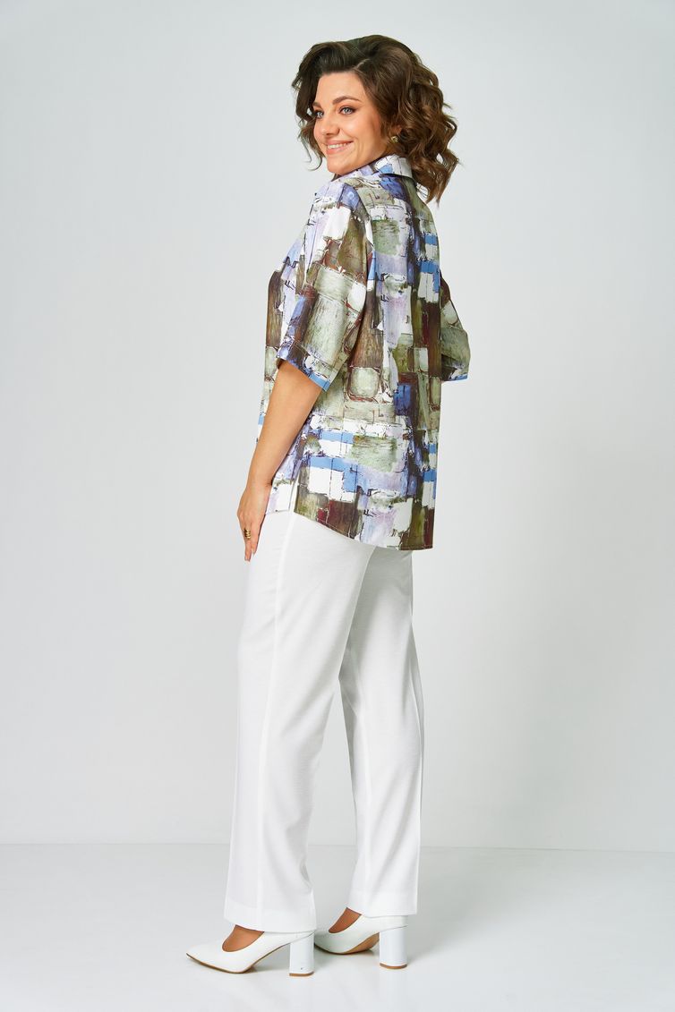 Блуза БелЭльСтиль арт. 881-336 голубой дизайн