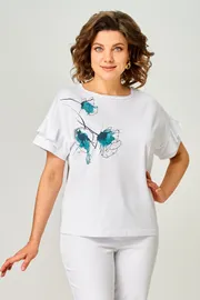 Koszulka Rumoda #2069 (korotkij rukav) belyj/biryuza