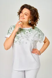 Bluzka Rumoda #2258 (korotkij rukav) belyj-zelenyj