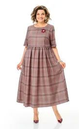 Sukienka Michel Chic 2132-2 brusnichnyj, kletka