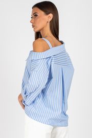 Blouse VIZAVI #726 belo-golubaya poloska