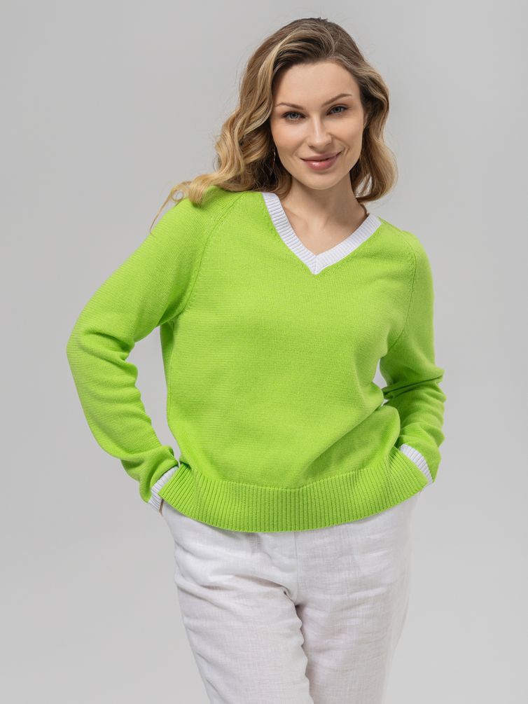 Джемпер Romgil арт. РВ0157-ХЛ2 салатовый, белый