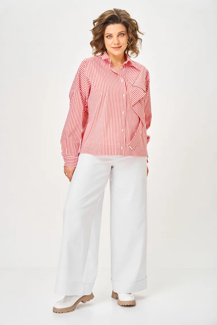 Bluzka Michel Chic #798 poloska krasnaya