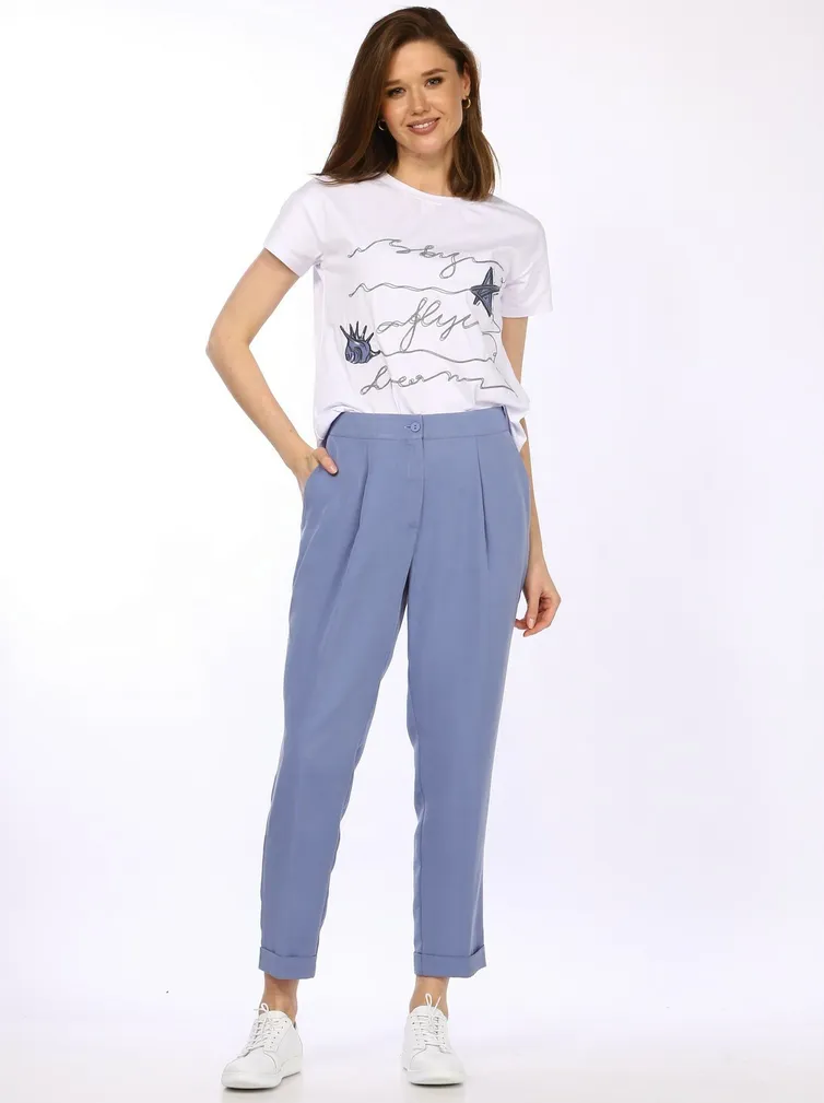Zestaw Vilena-fashion #976 belyj+svetlyj dzhins