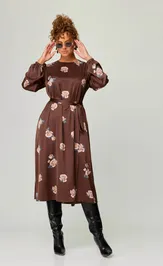 Sukienka GIZART 5103 shokoladnyj+print cvety