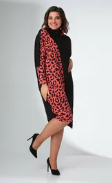 Sukienka Ладис Лайн 1422 rozovyj leopard+chernyj