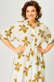 Dress Milora #1451 molochnyj/ gorchichnye cvety