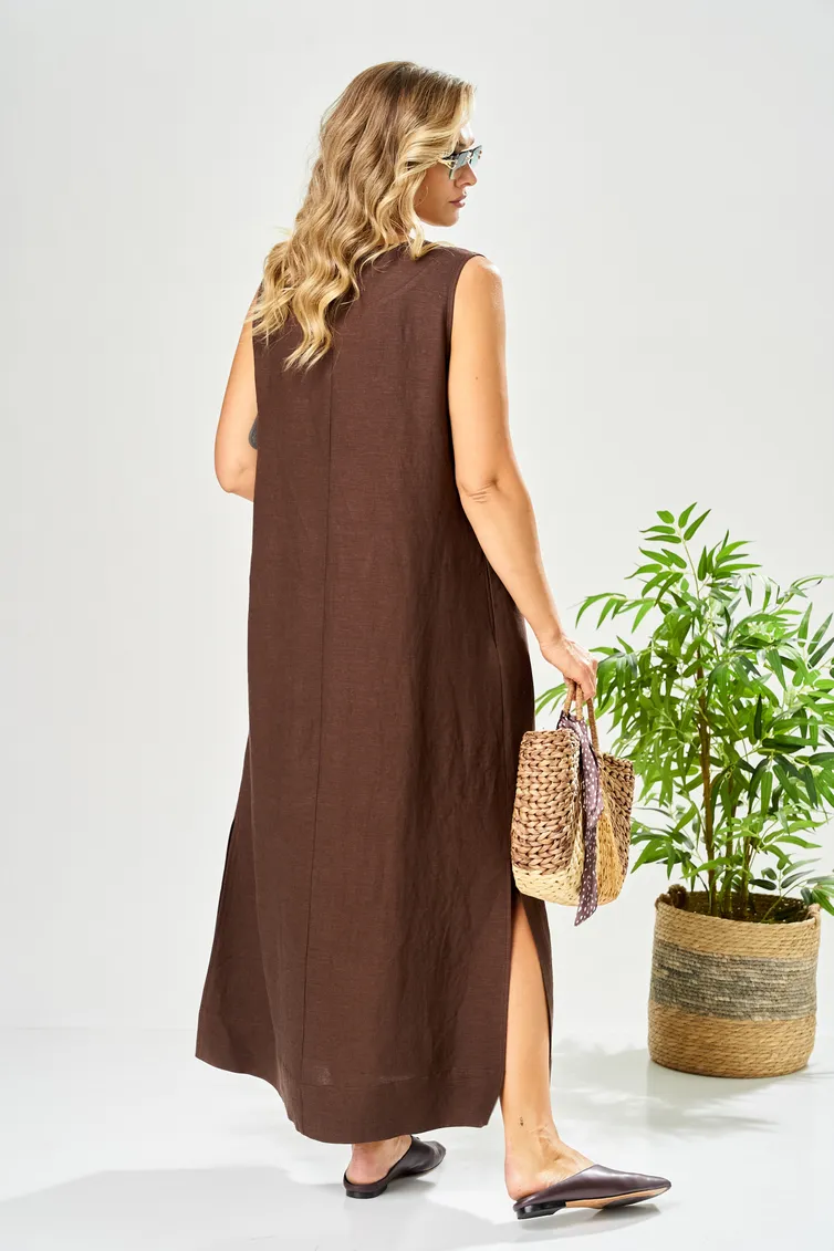 Dress Ava fashion #M-210 korichnevyj
