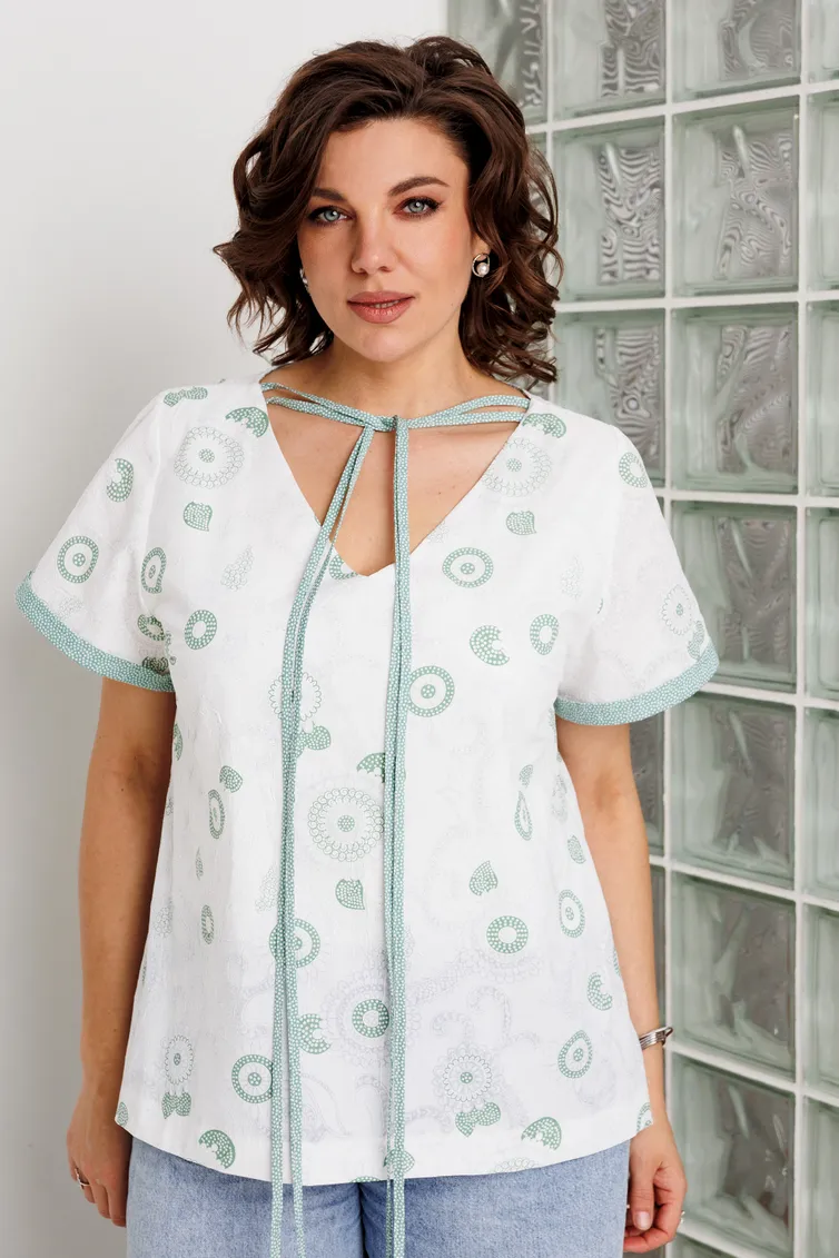 Blouse BegiModa #4164 shalfej na belom