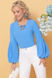 Bluzki, tuniki DS Trend #B-1661-0167-02 (golubaya s pyshnymi rukavami)