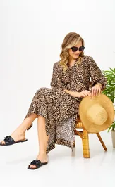 Платье Ava fashion М-191 коричневый-бежевый