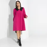 Sukienka CHARUTTI #Estetika chuvstv (fuksiya, s vorotnikom)