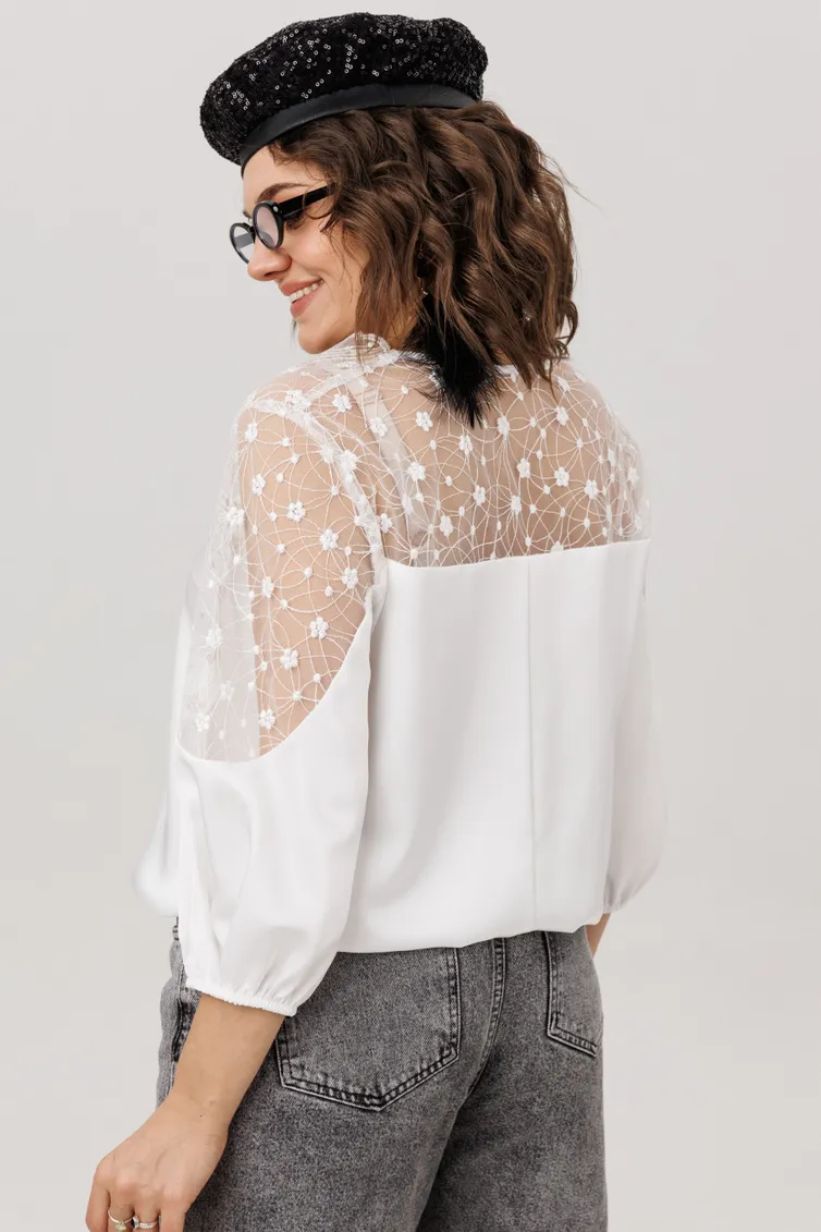 Blouse Anelli Laurel #1790 farforovoe kruzhevo
