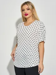 Bluzka DORA plus #0250-1 myagkij belyj