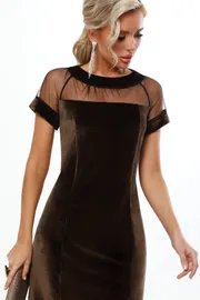 Платье DS Trend арт. П-4191-0513-01 (бархатное коктейльное с коротким рукавом)
