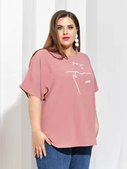 Bluzka DORA plus #0250-1 rozovaya pudra