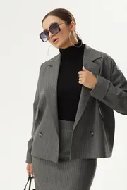 Żakiet Elady #4303 seryj v polosku