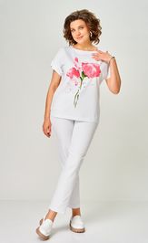 Блузки, туники Rumoda 2061 (короткий рукав) белая коралл